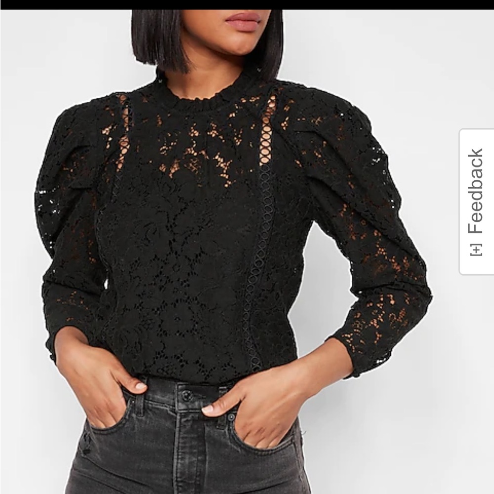 Lace puff sleeve top